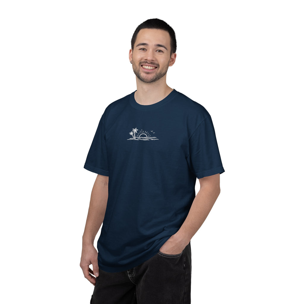 ECoastal T-Shirt — Small Palm Tree & Sun Graphic - ECoastal
