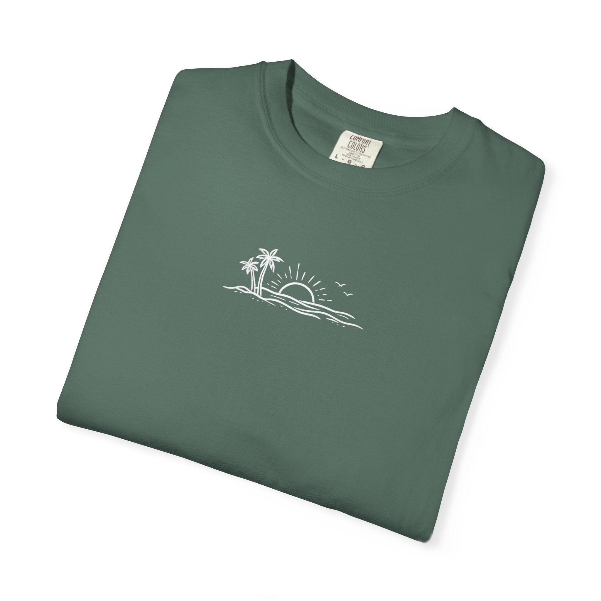 ECoastal T-Shirt — Small Palm Tree & Sun Graphic - ECoastal