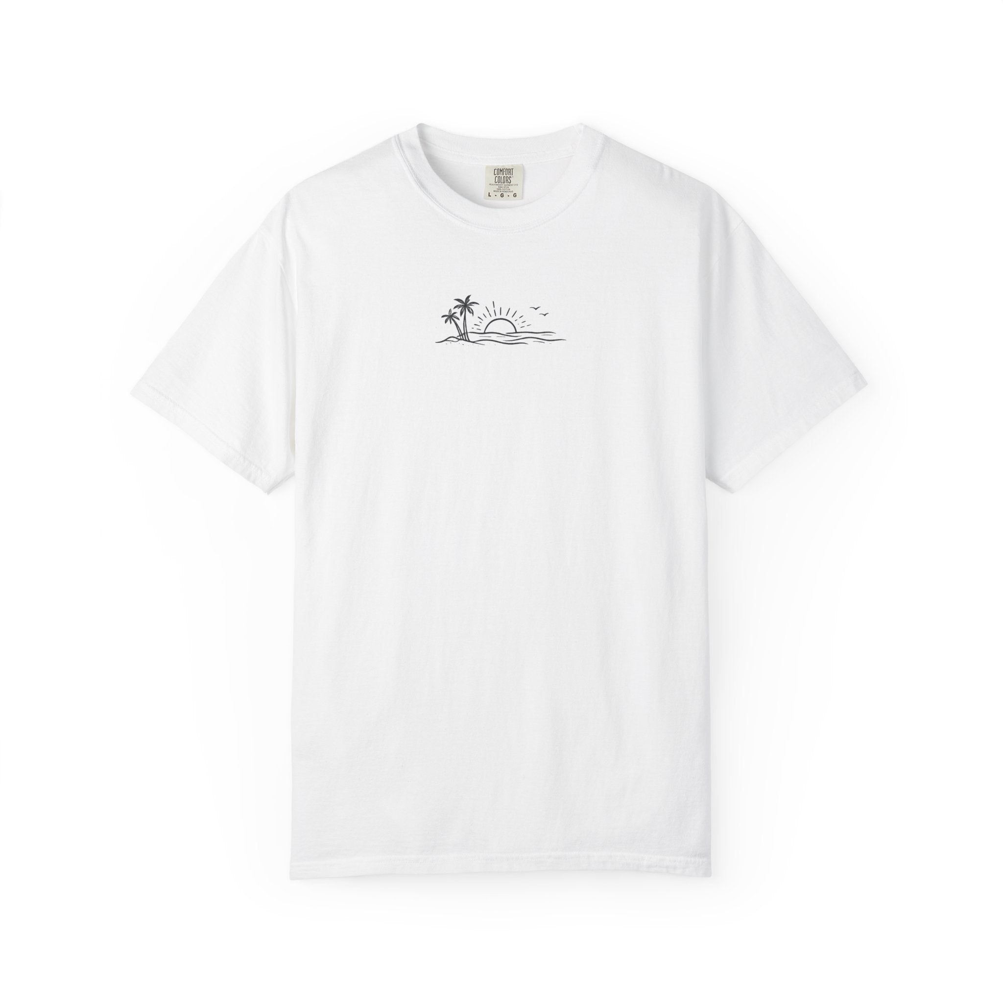 ECoastal T-Shirt — Small Palm Tree & Sun Graphic - ECoastal