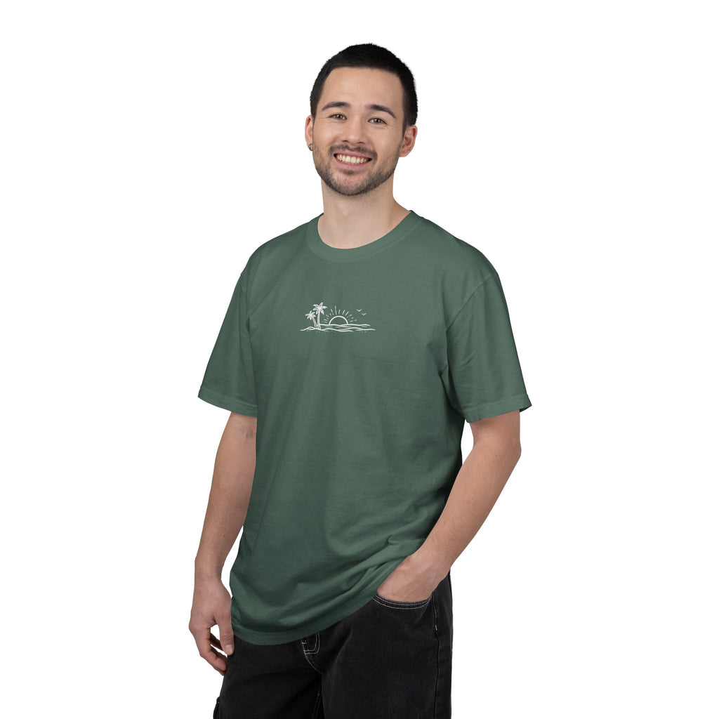 ECoastal T-Shirt — Small Palm Tree & Sun Graphic - ECoastal