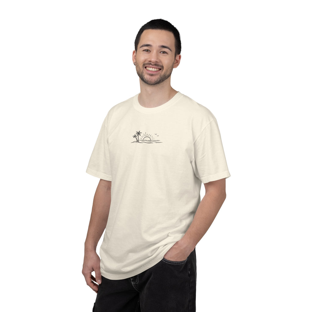 ECoastal T-Shirt — Small Palm Tree & Sun Graphic - ECoastal