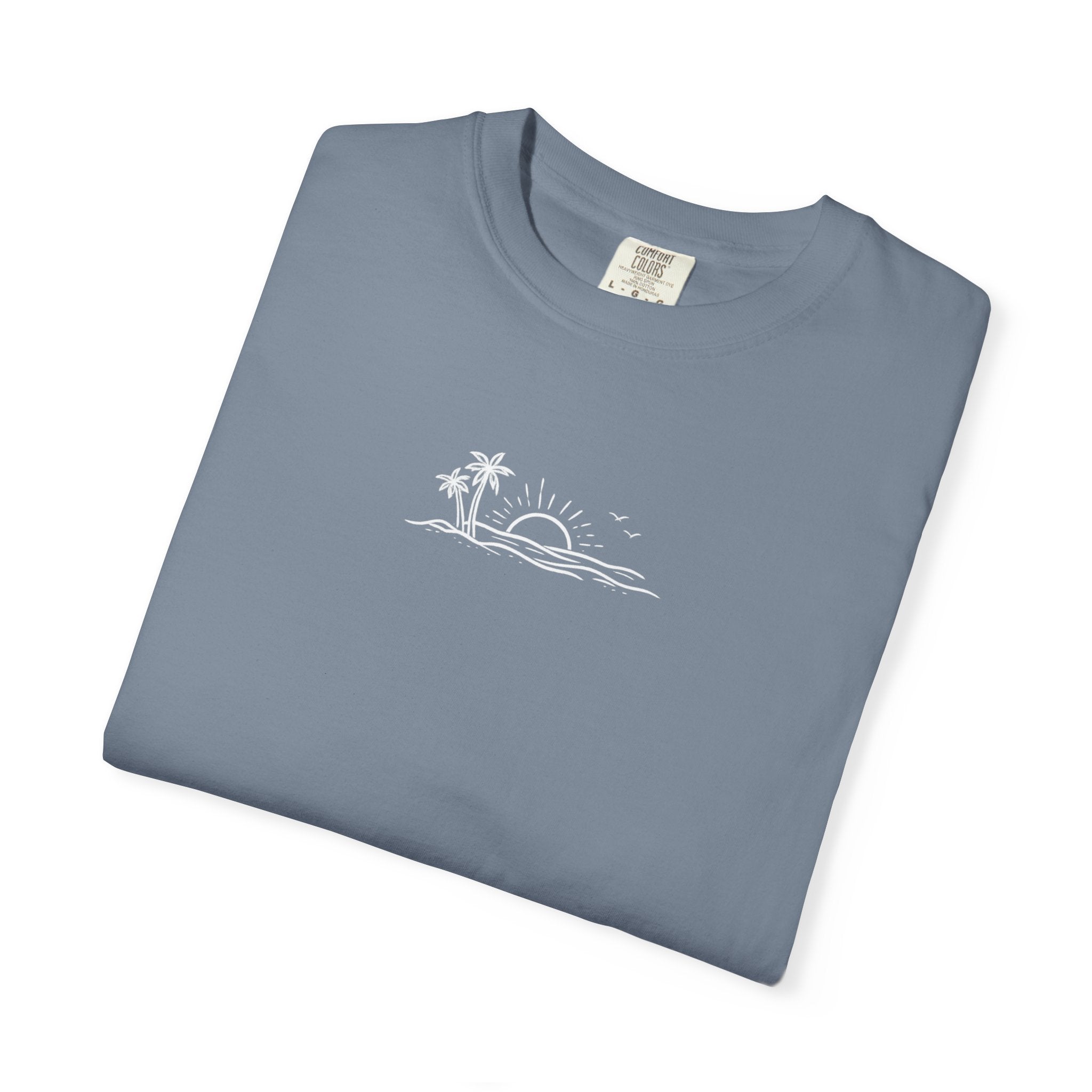 ECoastal T-Shirt — Small Palm Tree & Sun Graphic - ECoastal