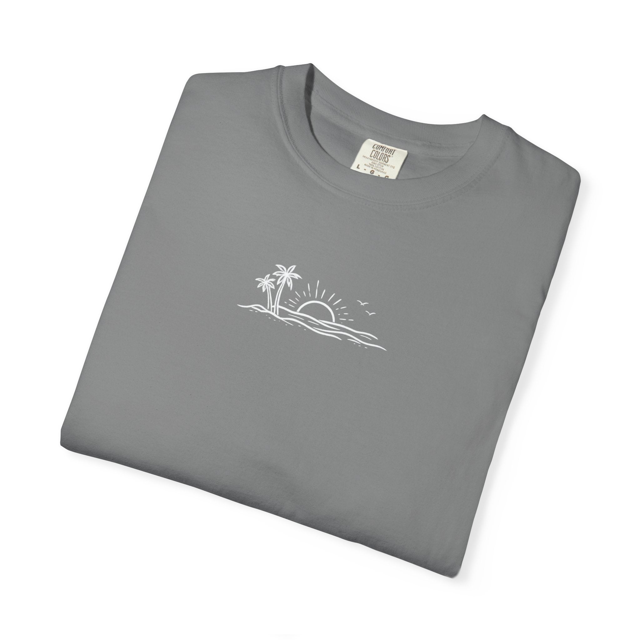 ECoastal T-Shirt — Small Palm Tree & Sun Graphic - ECoastal