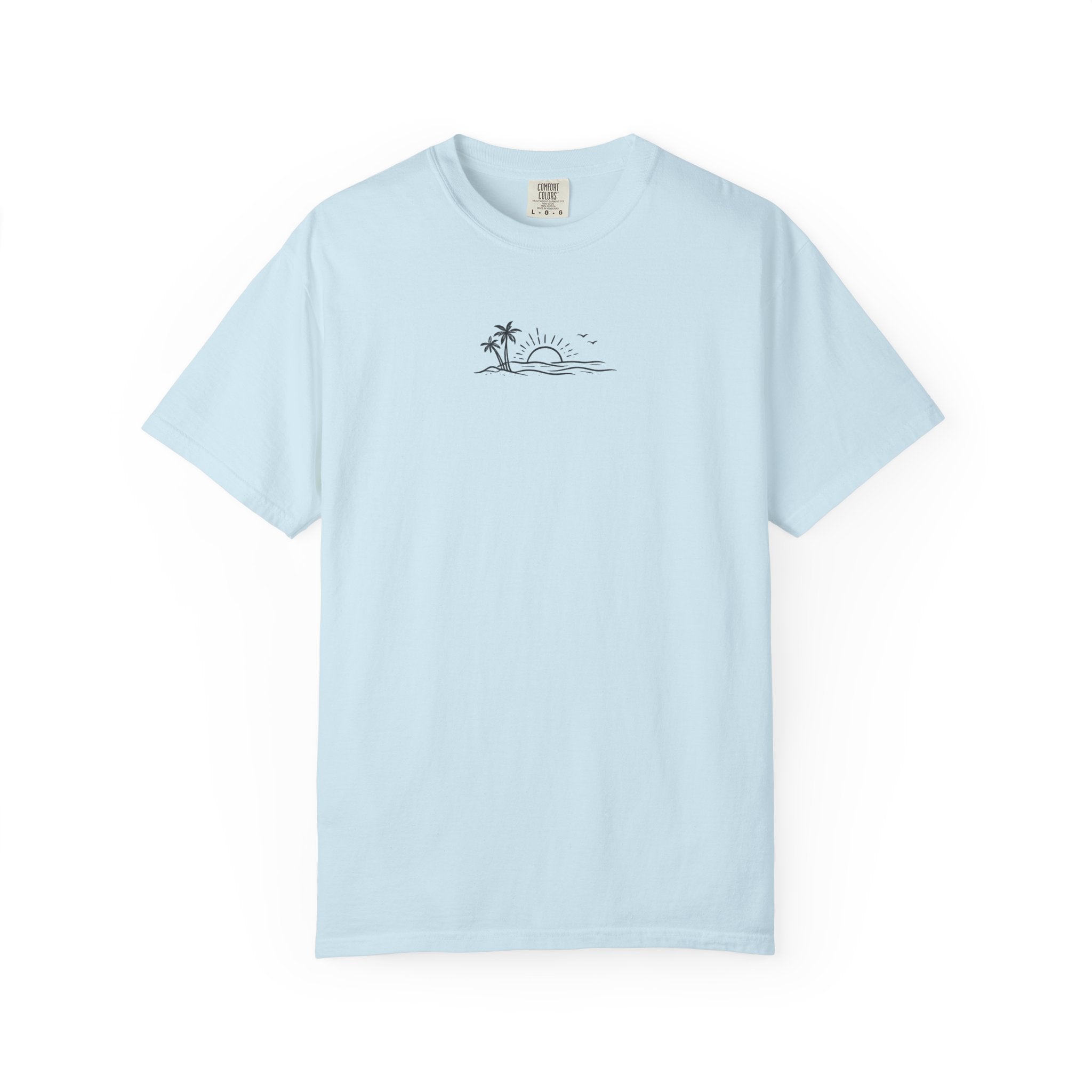ECoastal T-Shirt — Small Palm Tree & Sun Graphic - ECoastal