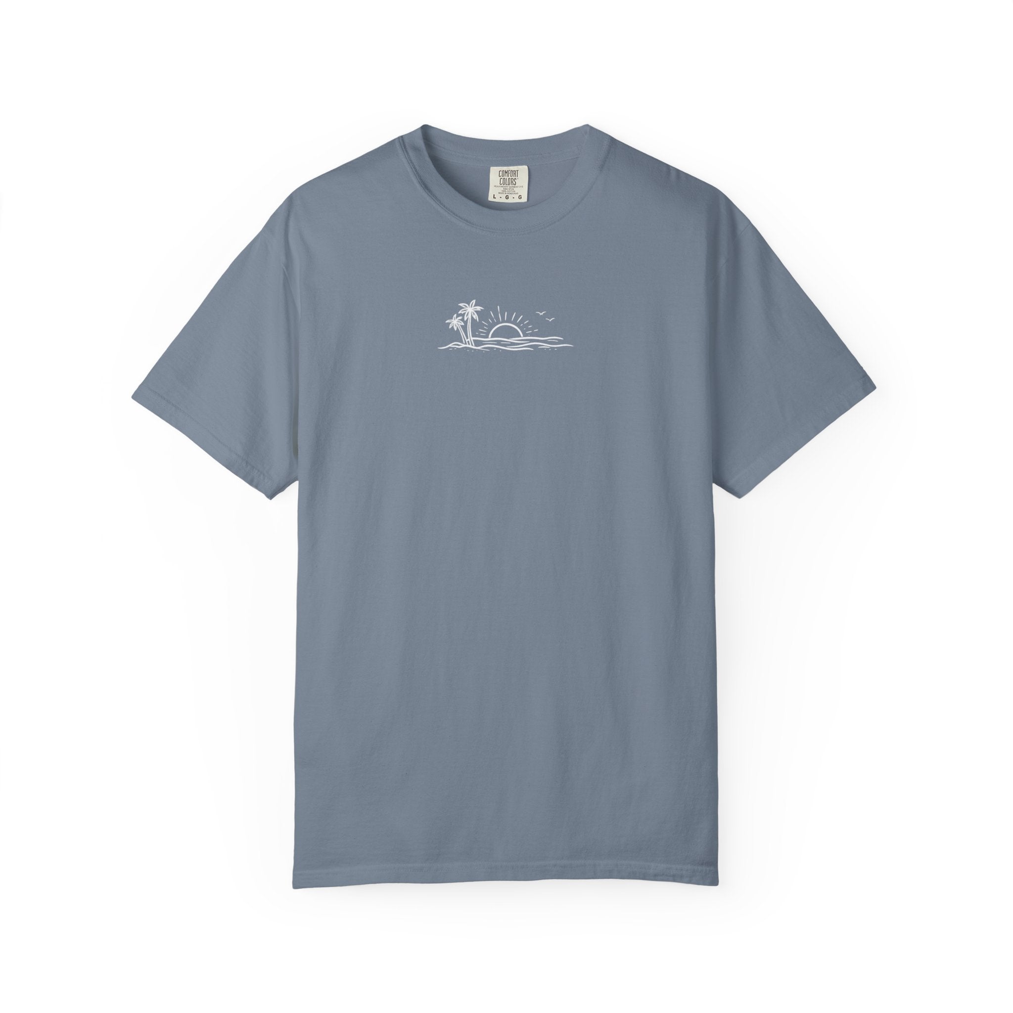 ECoastal T-Shirt — Small Palm Tree & Sun Graphic - ECoastal