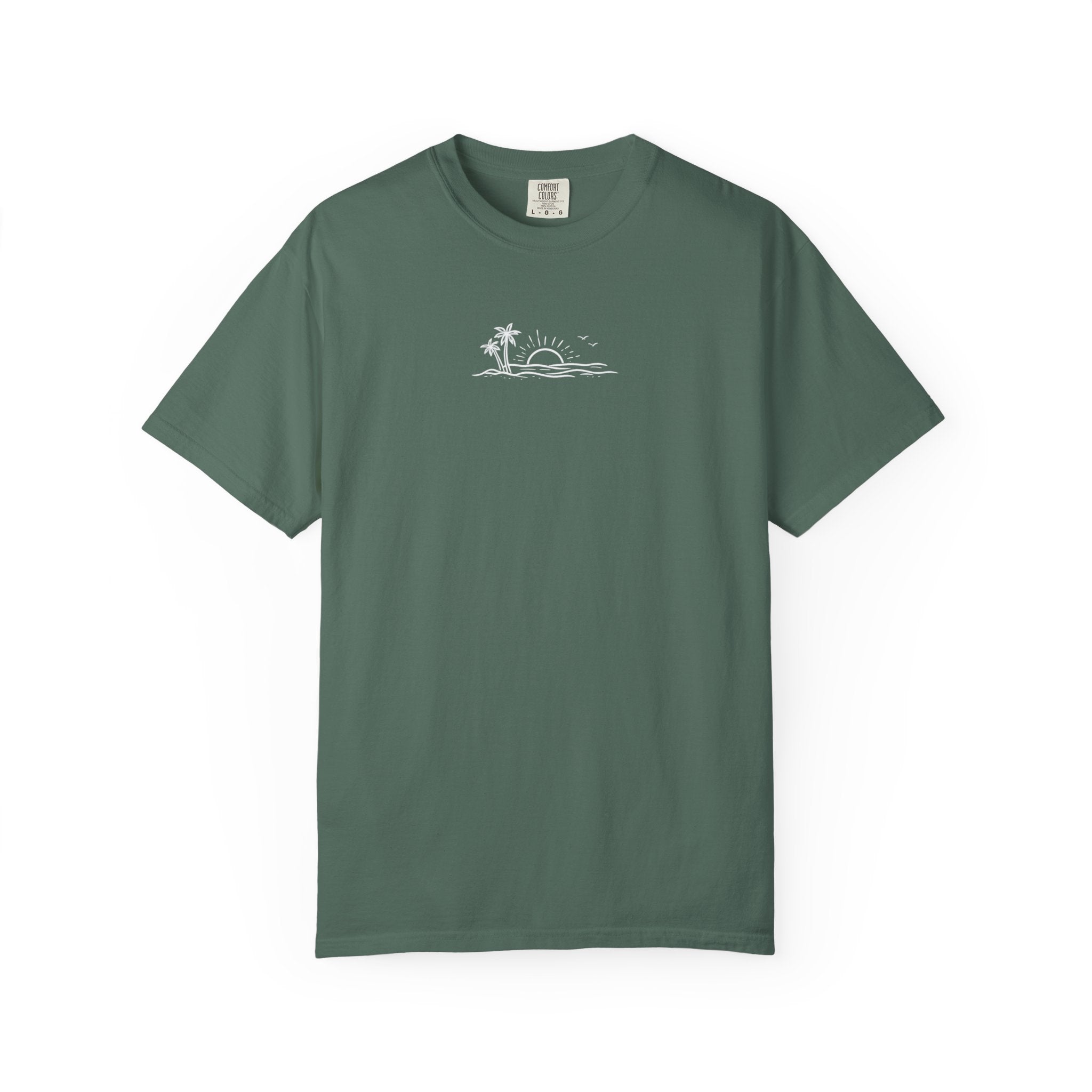 ECoastal T-Shirt — Small Palm Tree & Sun Graphic - ECoastal