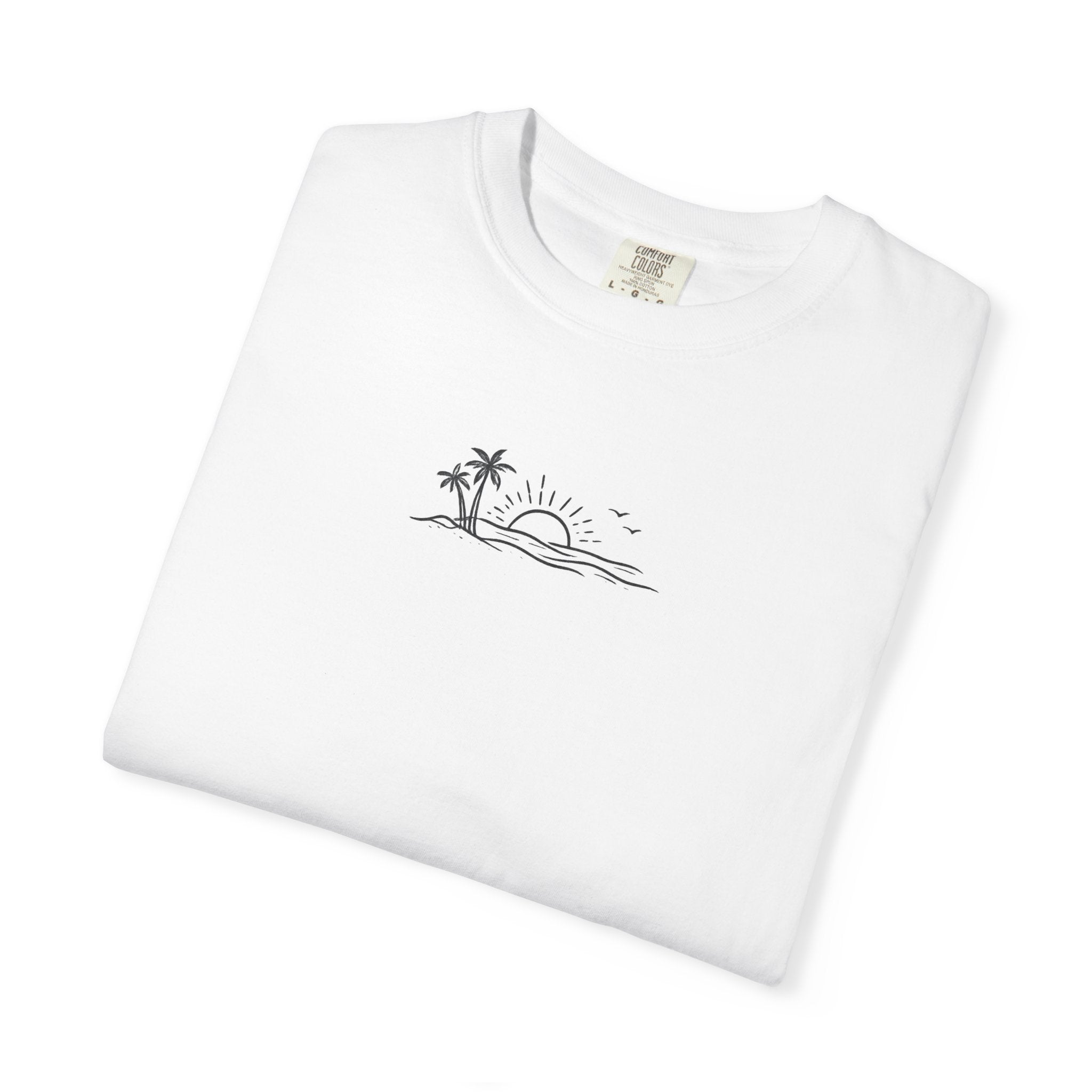ECoastal T-Shirt — Small Palm Tree & Sun Graphic - ECoastal