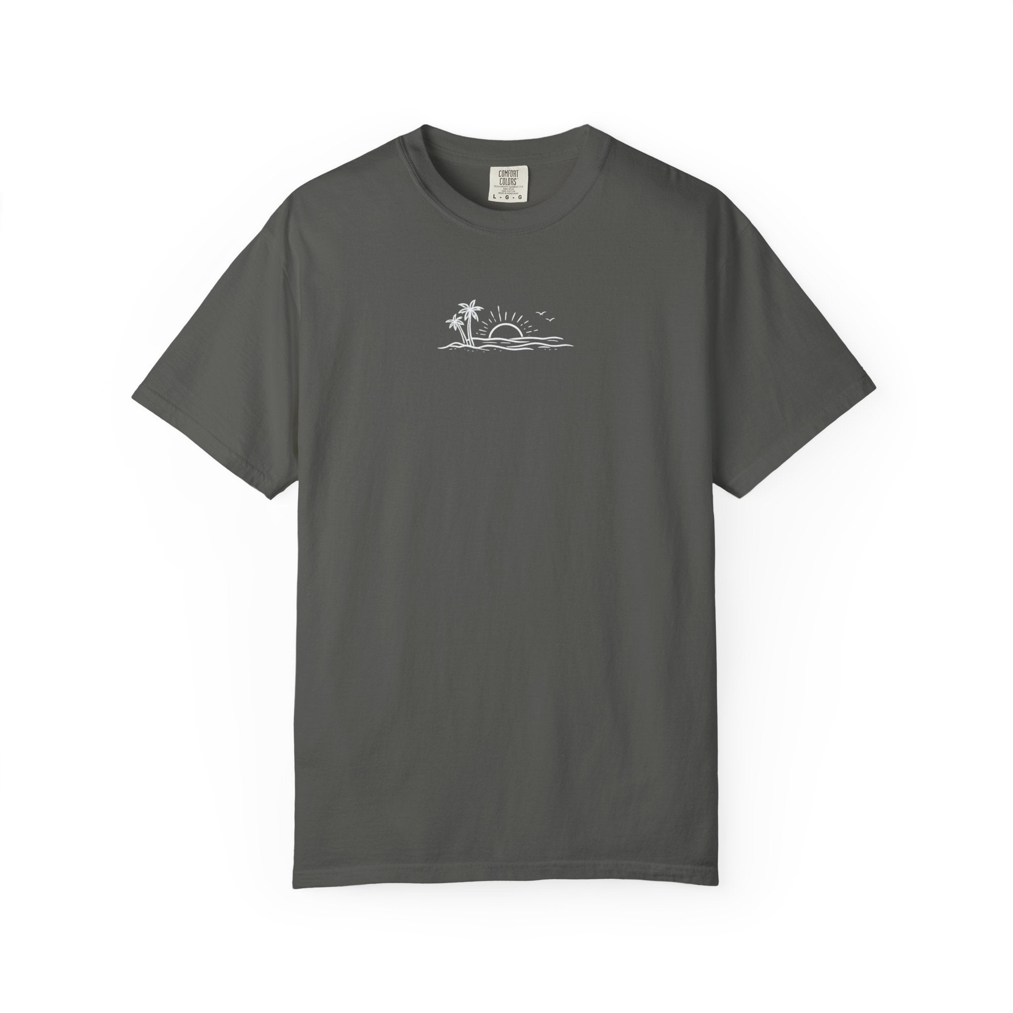 ECoastal T-Shirt — Small Palm Tree & Sun Graphic - ECoastal