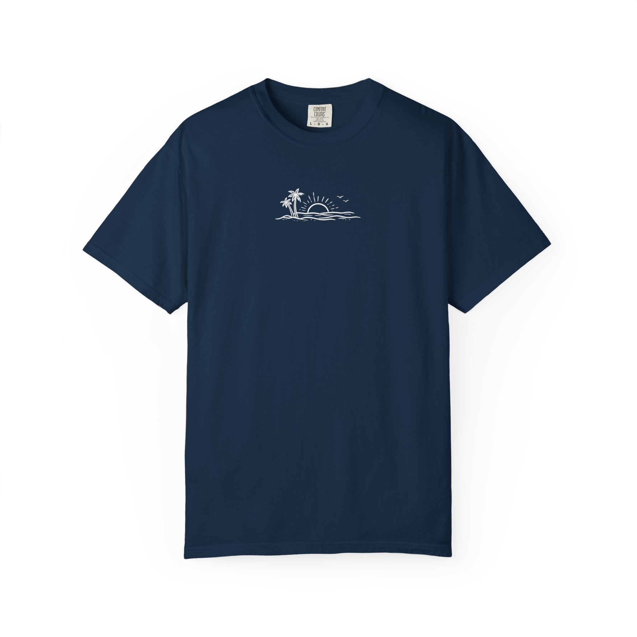 ECoastal T-Shirt — Small Palm Tree & Sun Graphic - ECoastal