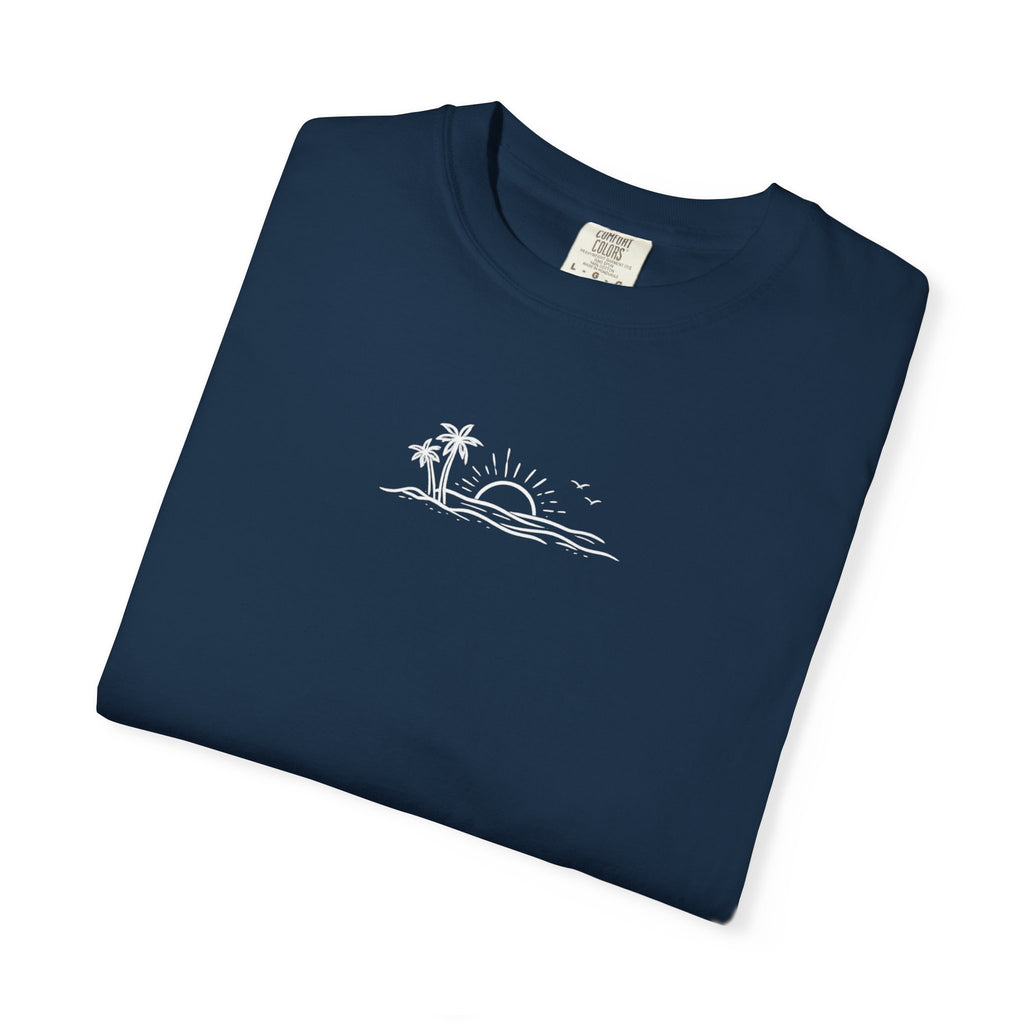 ECoastal T-Shirt — Small Palm Tree & Sun Graphic - ECoastal