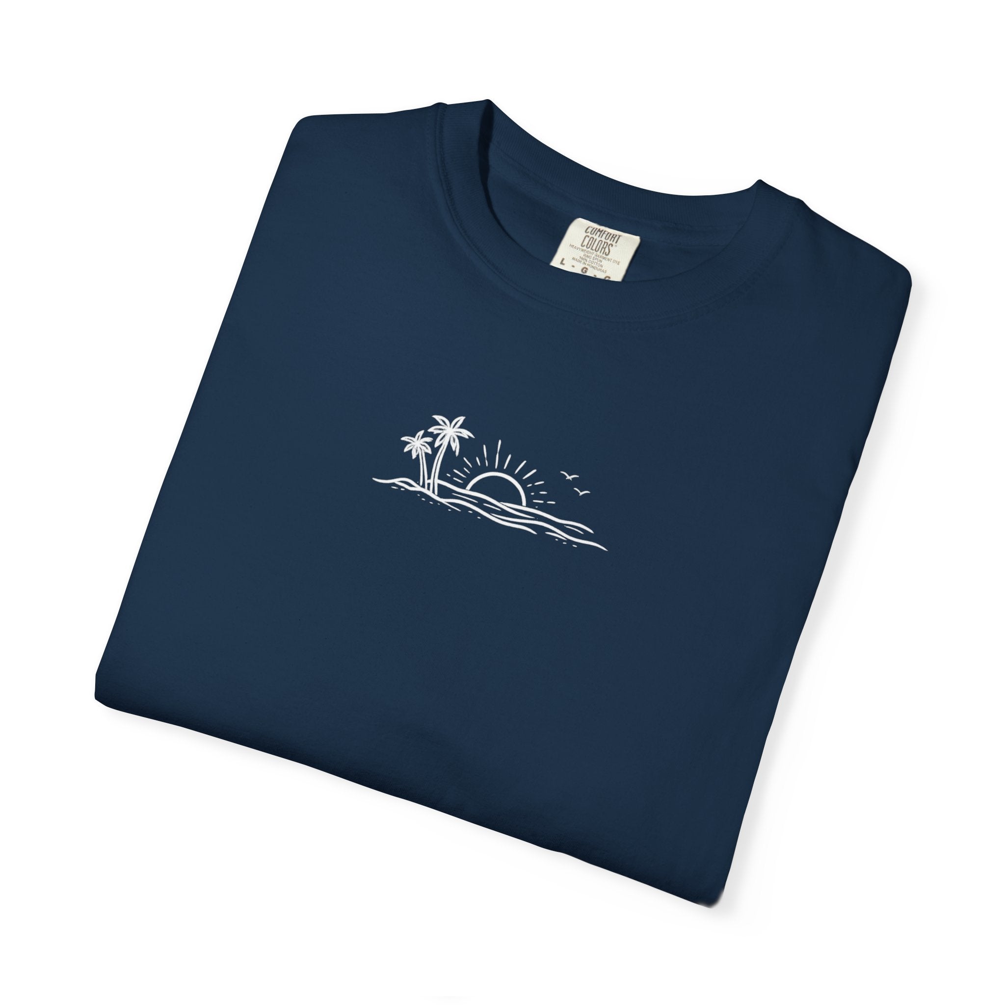ECoastal T-Shirt — Small Palm Tree & Sun Graphic - ECoastal