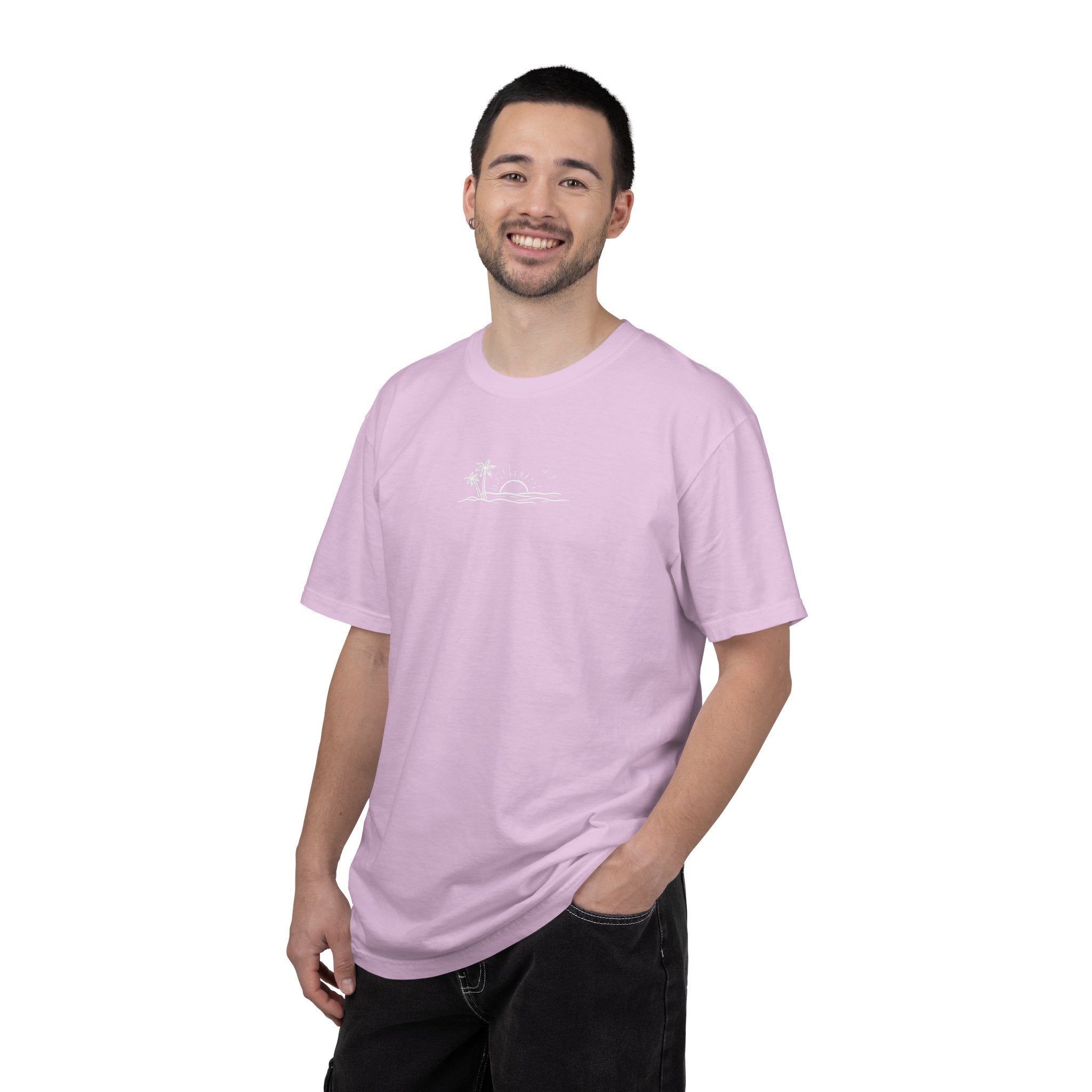ECoastal T-Shirt — Small Palm Tree & Sun Graphic - ECoastal