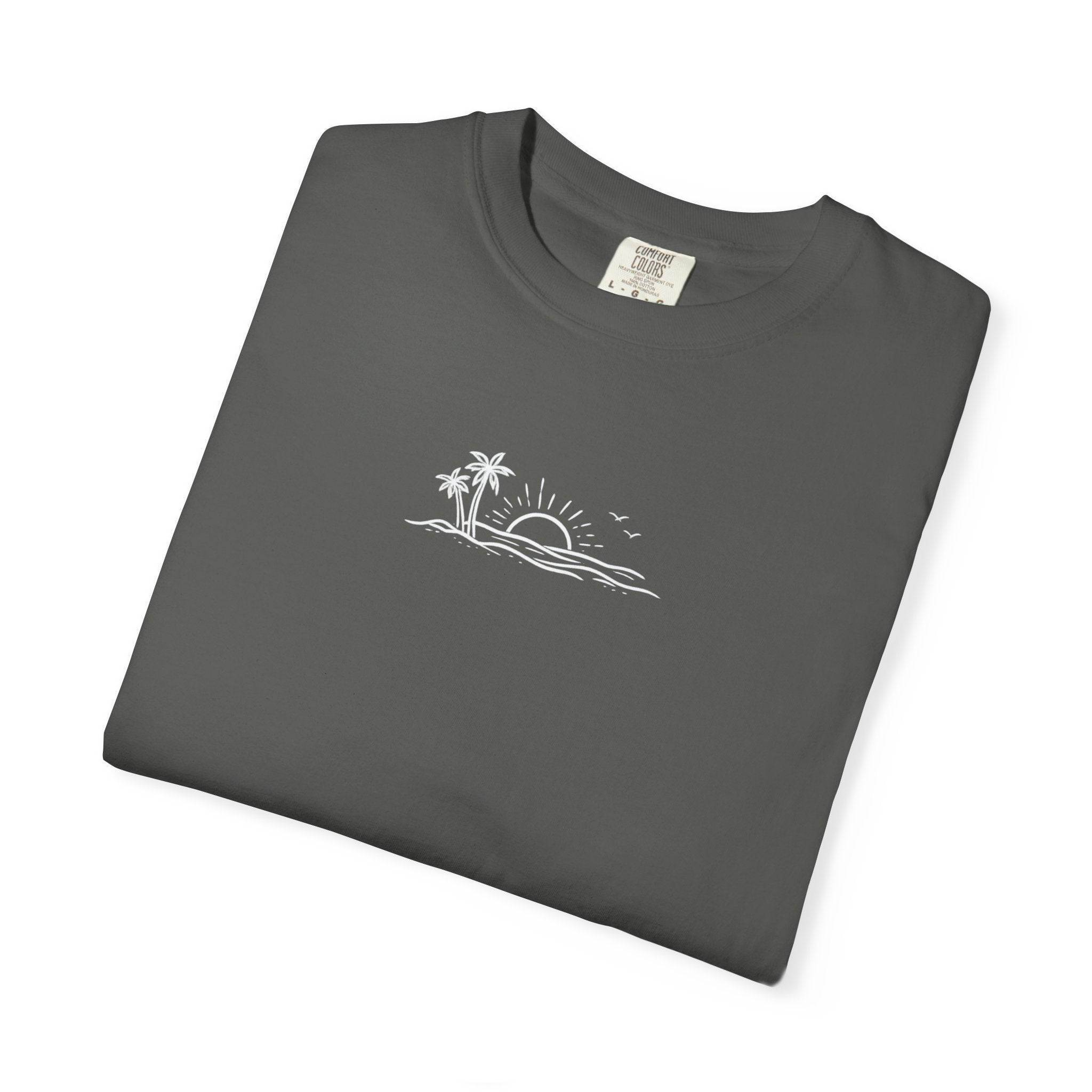ECoastal T-Shirt — Small Palm Tree & Sun Graphic - ECoastal