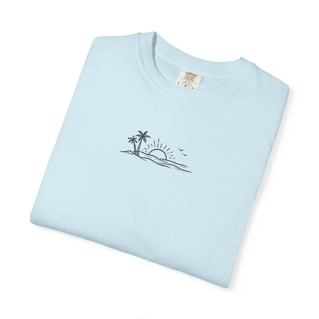 ECoastal T-Shirt — Small Palm Tree & Sun Graphic - ECoastal