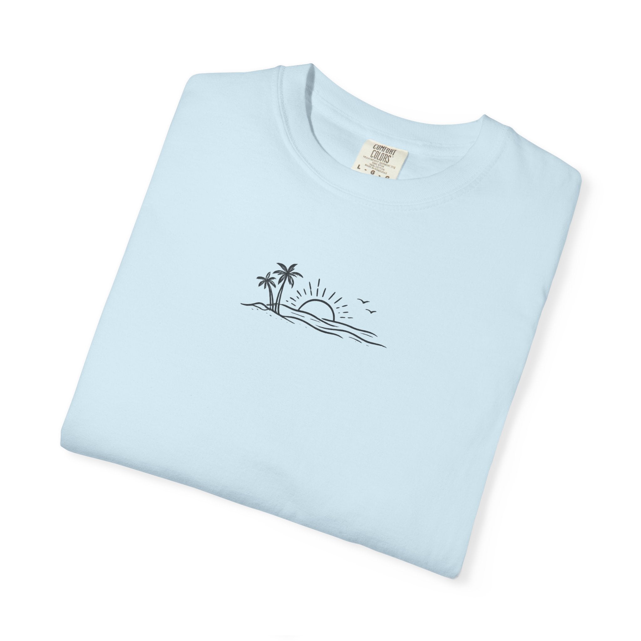 ECoastal T-Shirt — Small Palm Tree & Sun Graphic - ECoastal